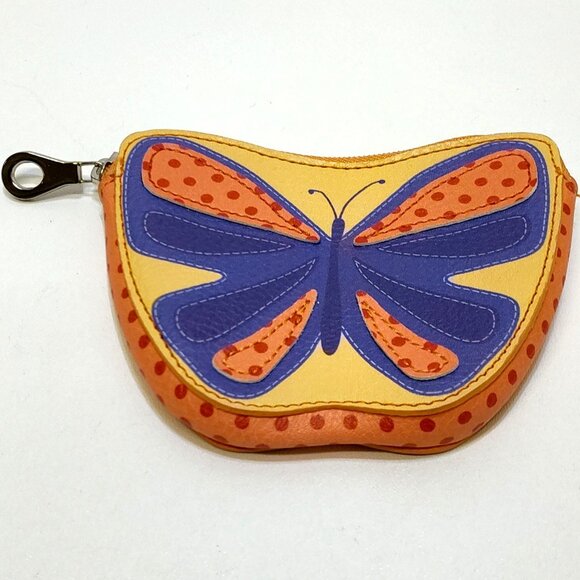 Relic Butterfly Coin Purse w/ Zipper & Key Chain Perfect Keeper 5.5 x 4 Inches - Picture 1 of 8
